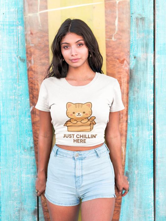 Cute Cat Just Chillin' Tee, Cat Lover Gift, Fun T-Shirt, Animal Lover Apparel, Birthday Present, Cozy Casual Wear