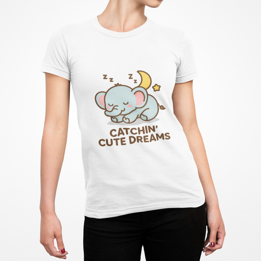 Cute Baby Elephant Catchin' Dreams Tee, Animal Lover Gift, Fun T-Shirt, Elephant Shirt, Birthday Present, Cozy Casual Wear