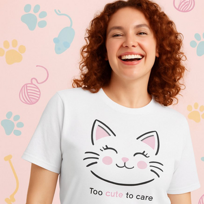 Cat Face Tee - Minimalist Kawaii Design - Too Cute to Care