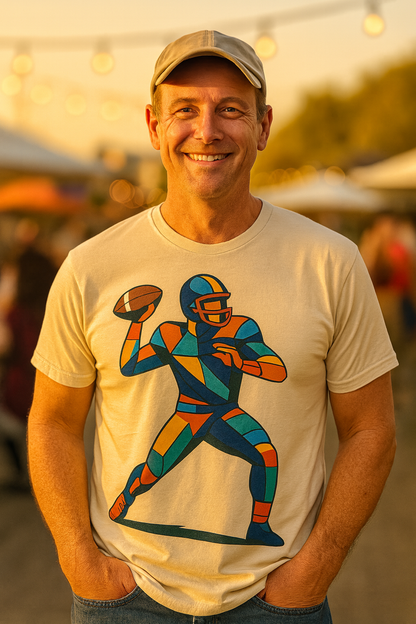Vibrant Geometric Quarterback T-Shirt