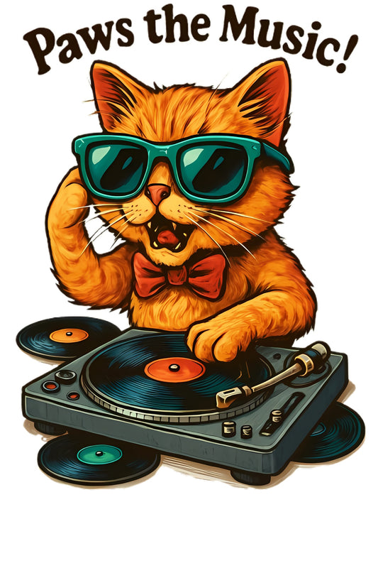 Groovy DJ Cat T-Shirt - Paws the Music