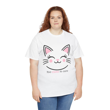 Cat Face Tee - Minimalist Kawaii Design - Too Cute to Care