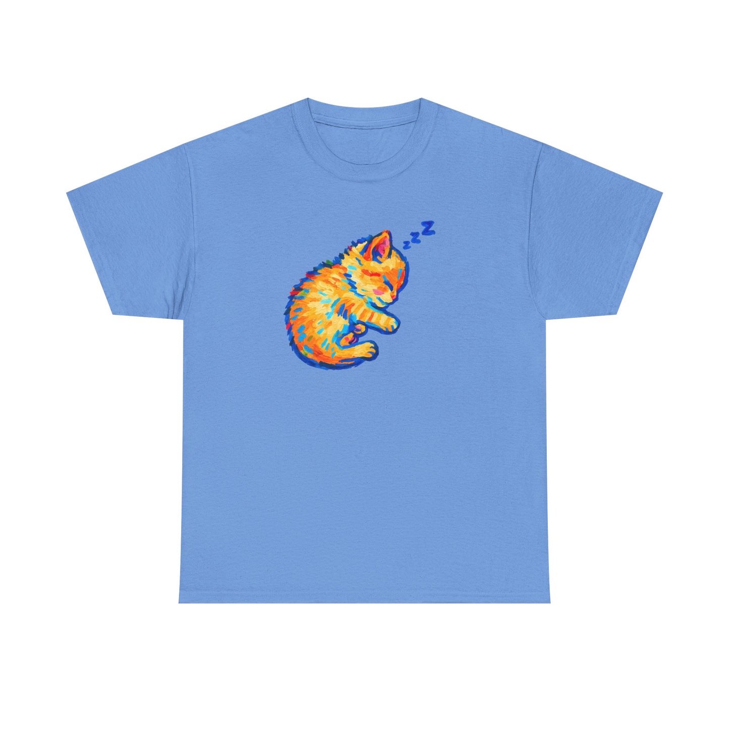 Colorful Dreams: Sleepy Cat Art T-Shirt