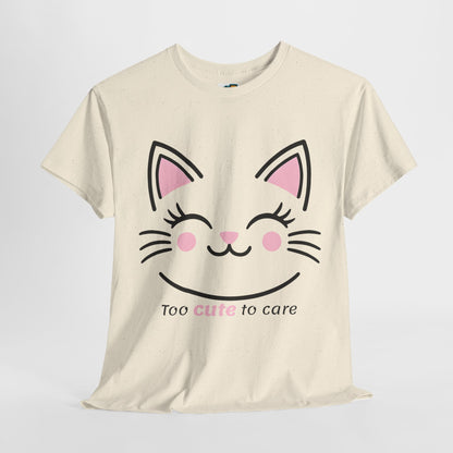Cat Face Tee - Minimalist Kawaii Design - Too Cute to Care