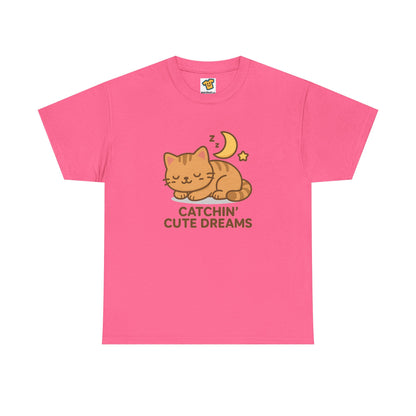 Cute Baby Cat Catchin' Dreams Tee, Cat Lover Gift, Fun T-Shirt, Animal Lover Apparel, Birthday Present, Cozy Casual Wear
