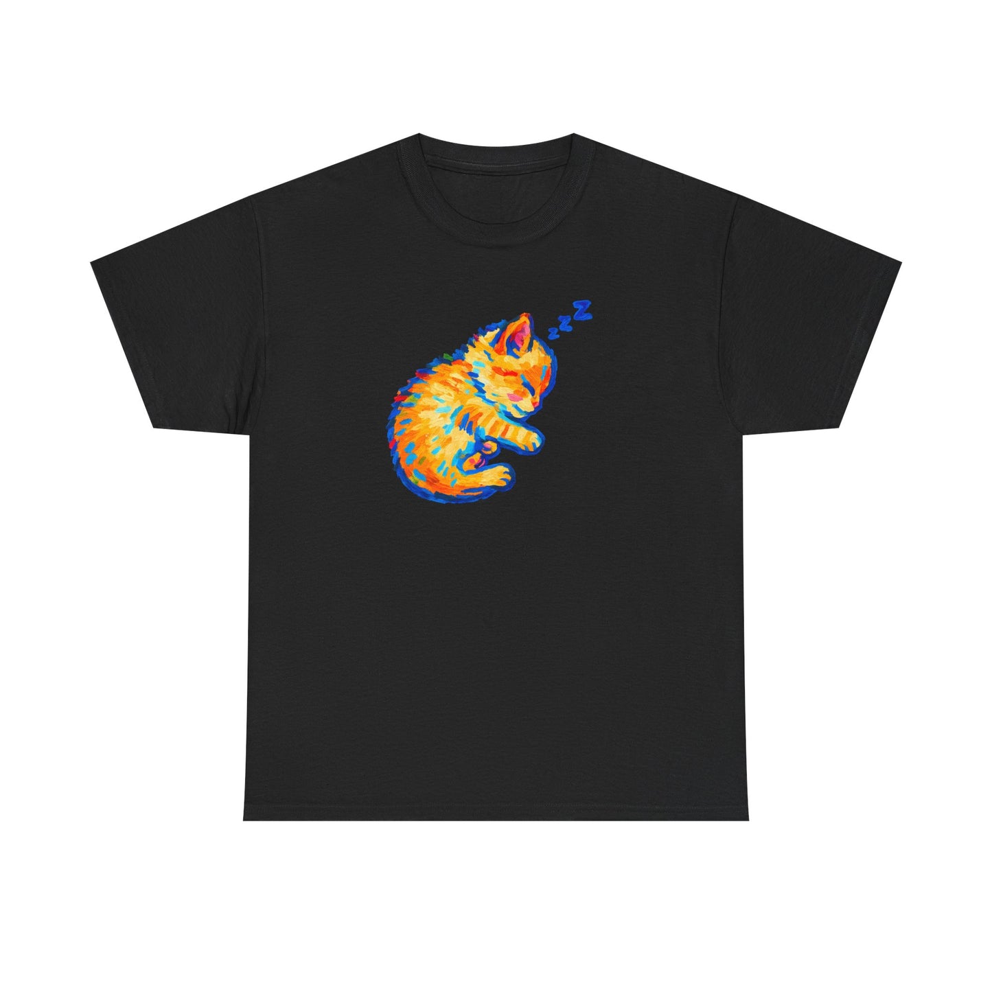 Colorful Dreams: Sleepy Cat Art T-Shirt