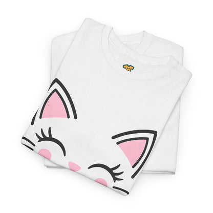 Cat Face Tee - Minimalist Kawaii Design - Too Cute to Care